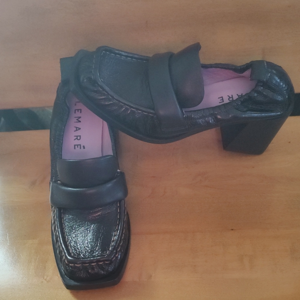 Nwot Lemare 4049 Black Heeled Loafers Size 38 Italian Made Limited Production